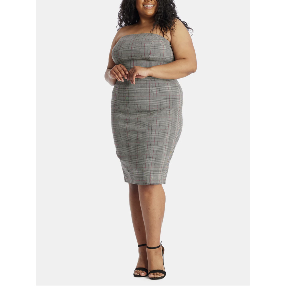 NWT MAREE POUR TOI Menswear Plaid Bustier Sheath Dress